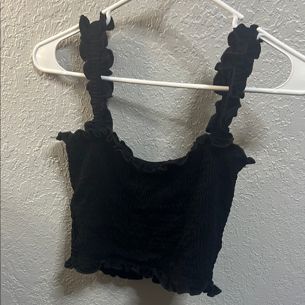 Black Ruffled Women's Top